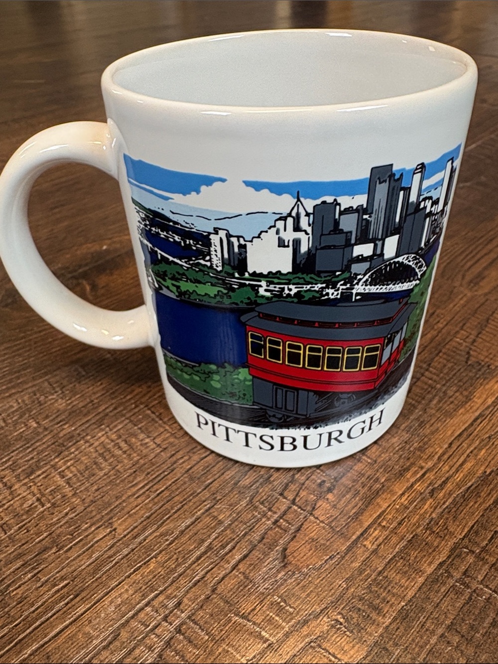 Starr Specialties Ceramic Coffee Mug Pittsburgh Skyline Incline White 10-18 oz